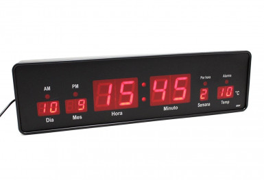 Reloj pared digital, fecha y temperatura 48x19cm. - Alcofertas