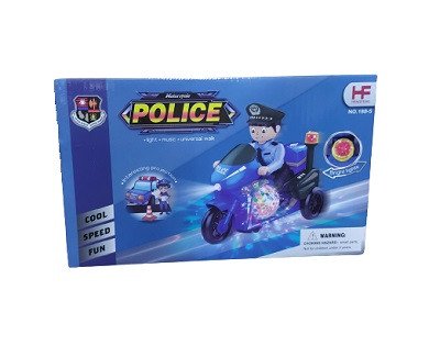 Moto de policía con luces de colores