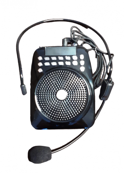 Altavoz/amplificador con micrófono de diadema