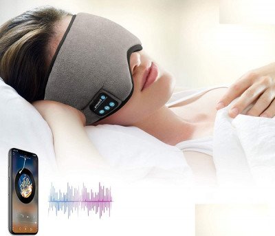 Máscara para dormir tipo antifaz con auriculares bluetooth